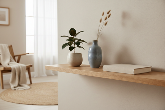 rangement style japandi - étagère bois naturel minimaliste
