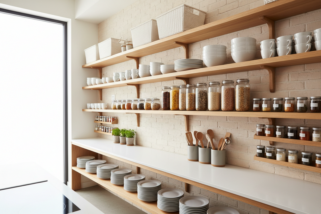rangement cuisine sans placard - étagères et organisateurs
