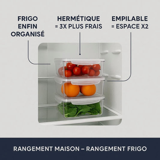 Organisateur frigo boîte hermétique set de 6 empilable