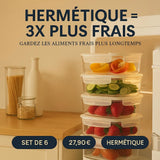 Organisateur frigo boîte hermétique set de 6 empilable