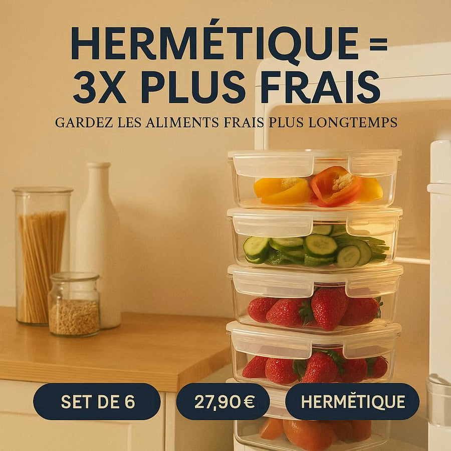Organisateur frigo boîte hermétique set de 6 empilable