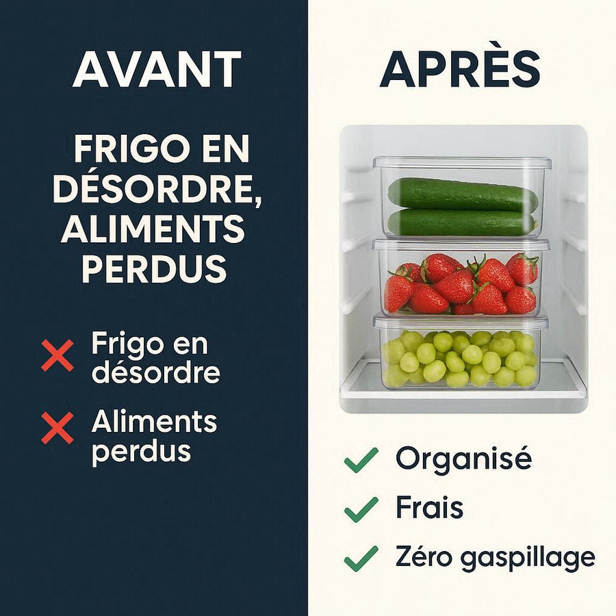 Organisateur frigo boîte hermétique set de 6 empilable