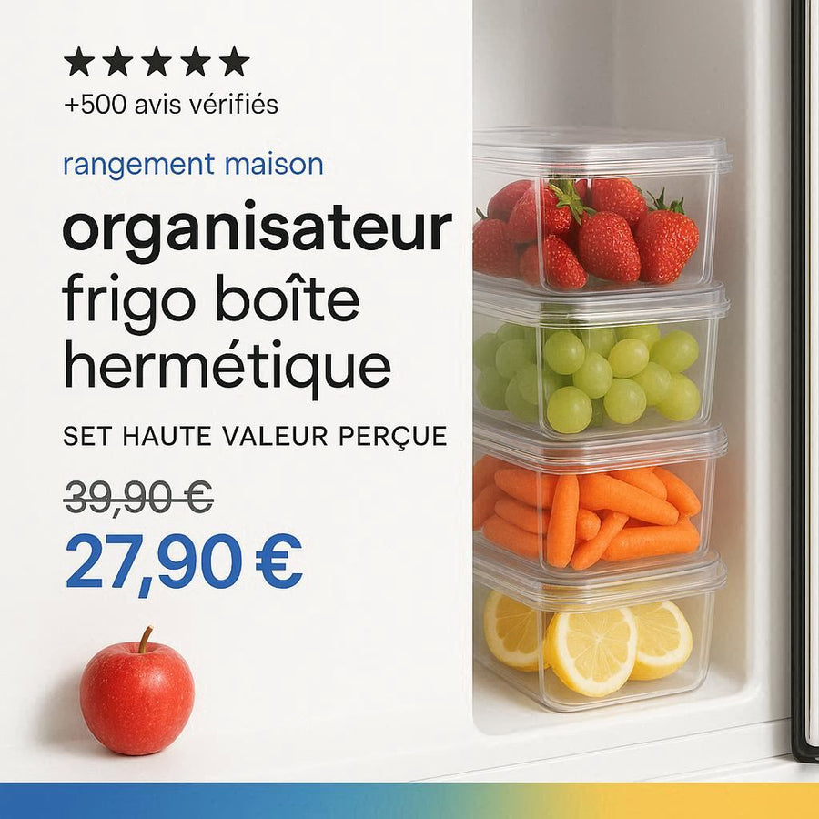 Organisateur frigo boîte hermétique set de 6 empilable