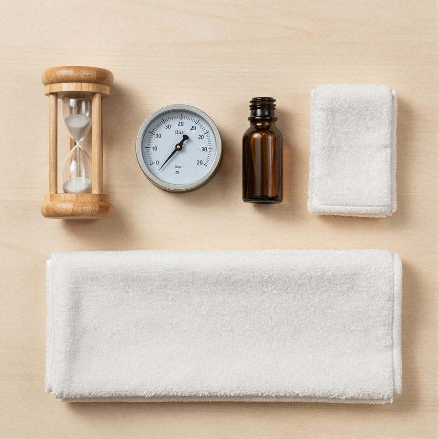 Visuel provisoire généré par IA — Kit accessoires sauna & bain nordique — à remplacer par une vraie photo produit